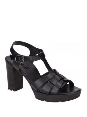 PAUL GREEN Raven Platform Sandal in Black Leather 7.5